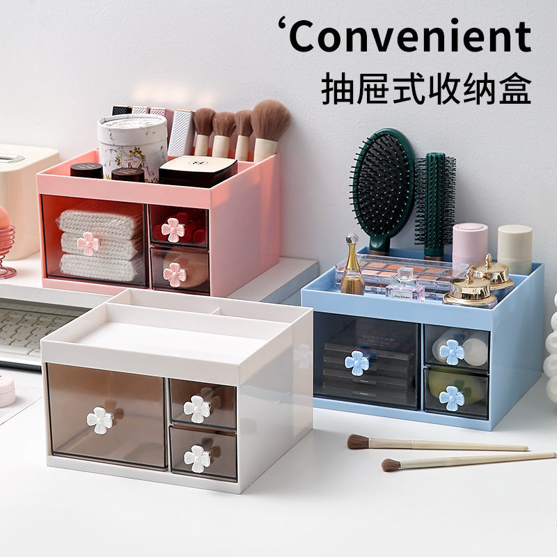 Desktop cosmetic multifunctional storage office pen holder makeup brush lipstick eyebrow pencil drawer compartment dressing box