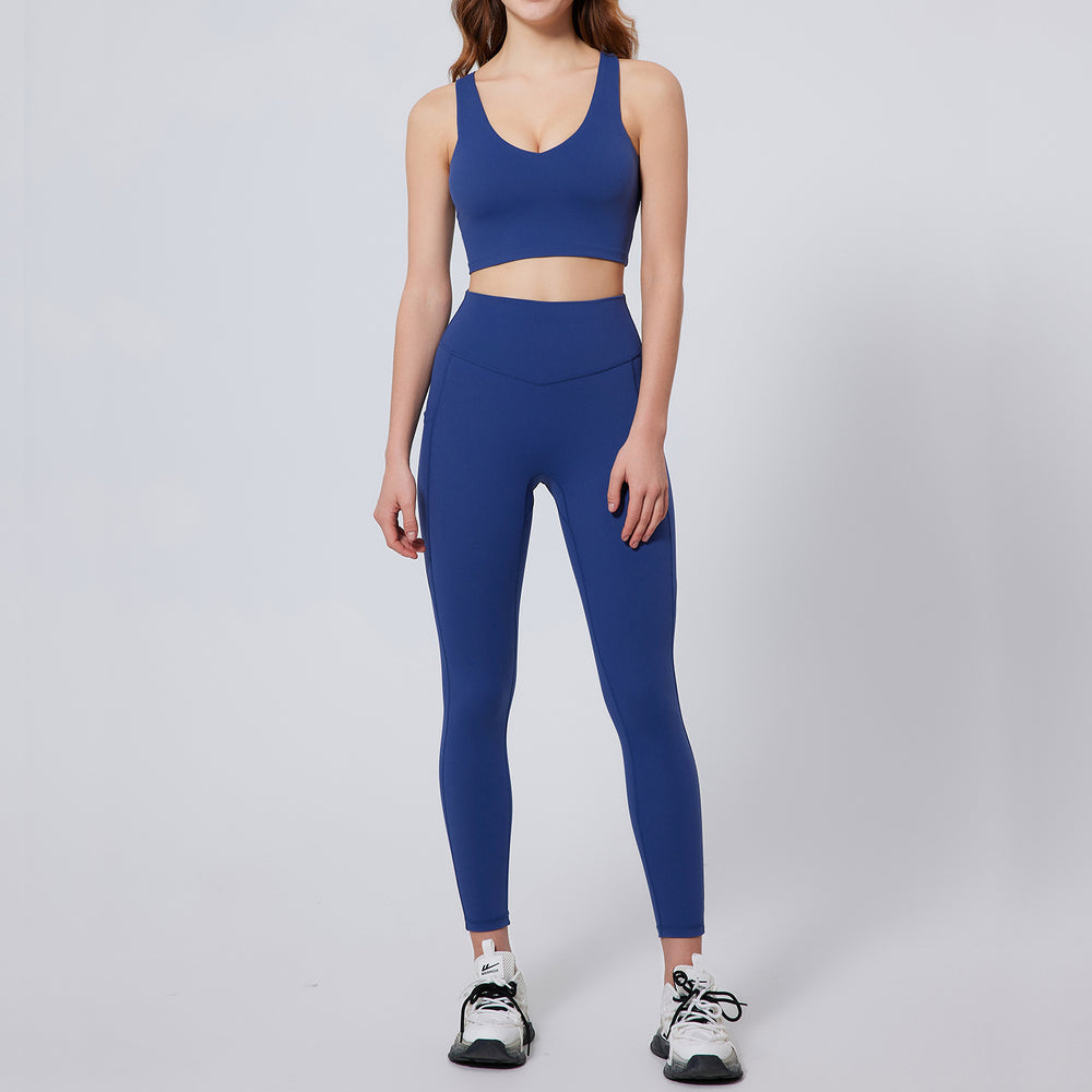 European and american plus size activewear yoga set for women - high waist pocketed compression yoga pants and nude feel workout outfit