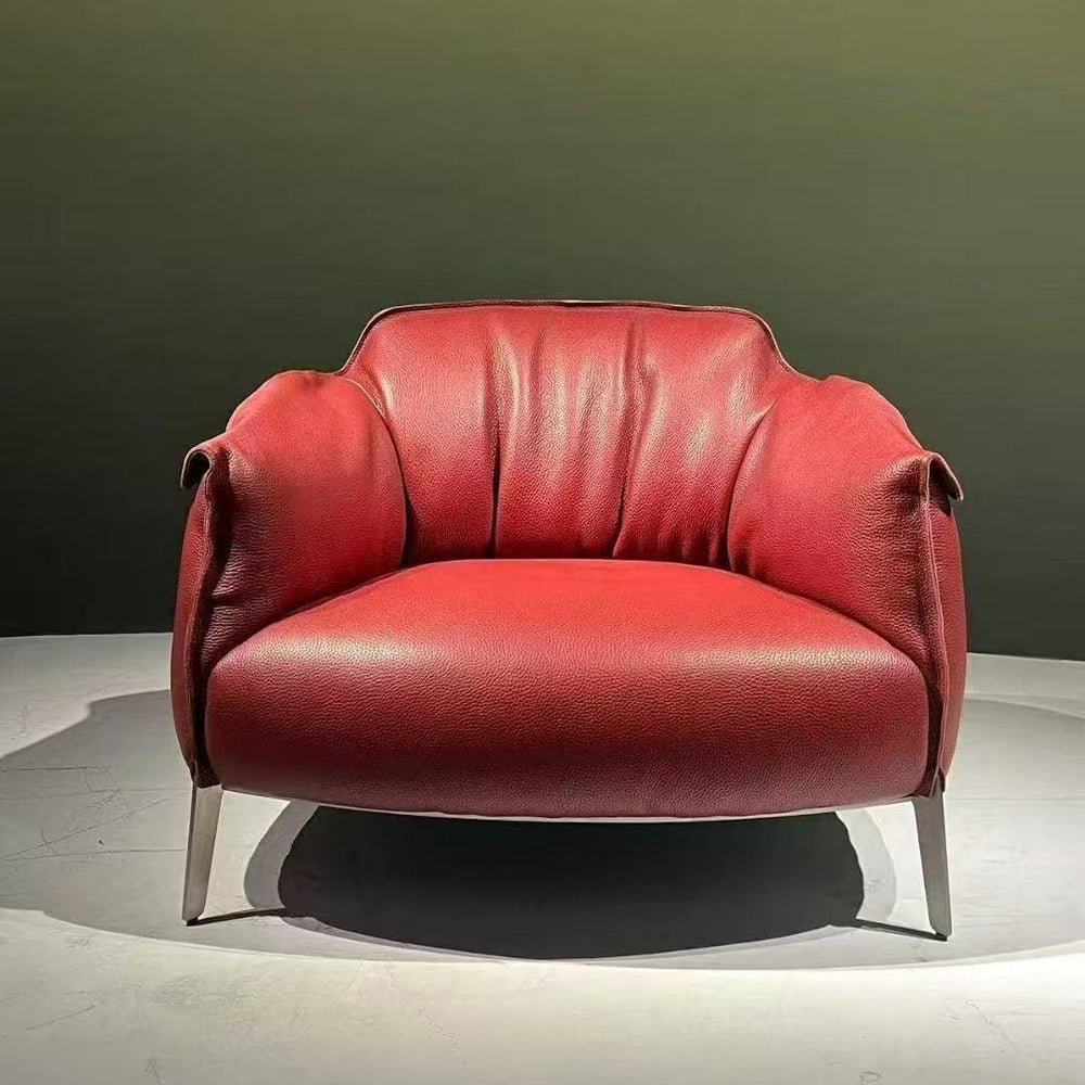 Archibald extra-thick leather casual sofa chair - hotel front desk armchair - modern minimalist style