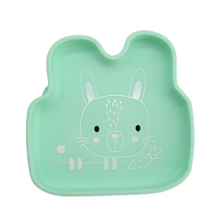 Cross-border children's silicone dinner plate baby partition plate complementary food bowl suction cup anti-drop animal shape silicone tableware