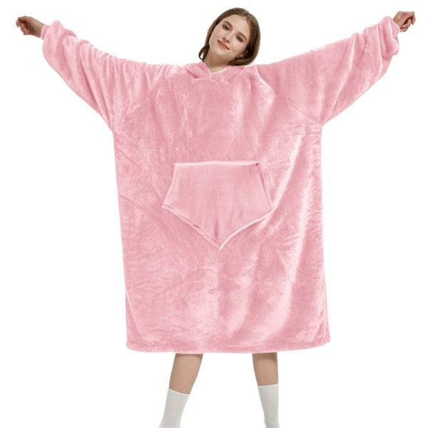 New women's pullover pajamas - warm, fleece-lined, hooded loungewear - tv factory direct, longline cold weather protection
