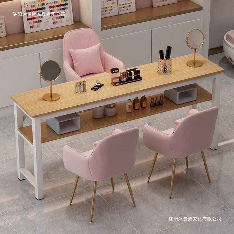 Nail art table nail art table and chair suit light luxury internet celebrity economical single japanese style imitation marble double single table