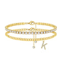 Exportnew arrival double layer 26 letter claw chain anklet fashionfashion tennis chain diamond letter layered beach