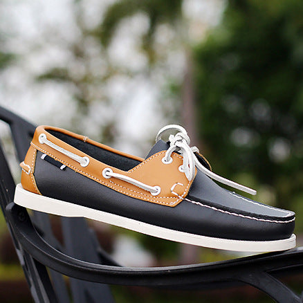 Men's genuine leather casual shoes - boat shoes, british style business formal leather shoes, retro classic handmade shoes