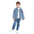 Korean style spring/autumn children's clothing new arrivals: boys' and girls' outerwear, denim jackets, kids' denim clothes, plaid embroidered jackets
