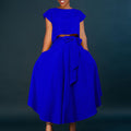 D3205 european and american plus size women's clothing  new fashionable and elegant casual top and flared midi skirt foreign trade set