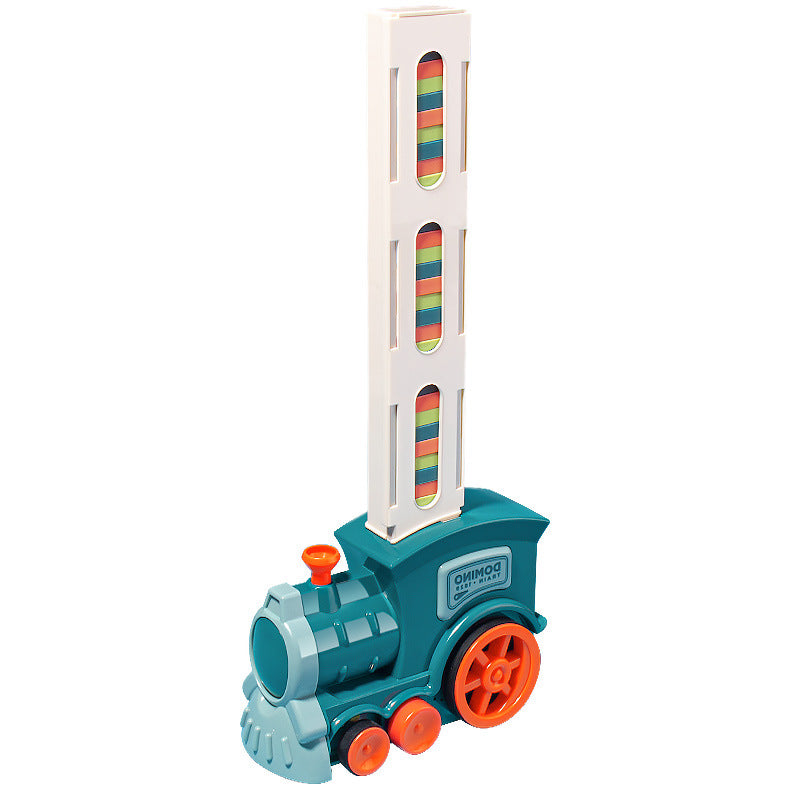 Domino electric train - educational toy for boys, automatic dispensing, music car, building blocks, assembled toy for girls