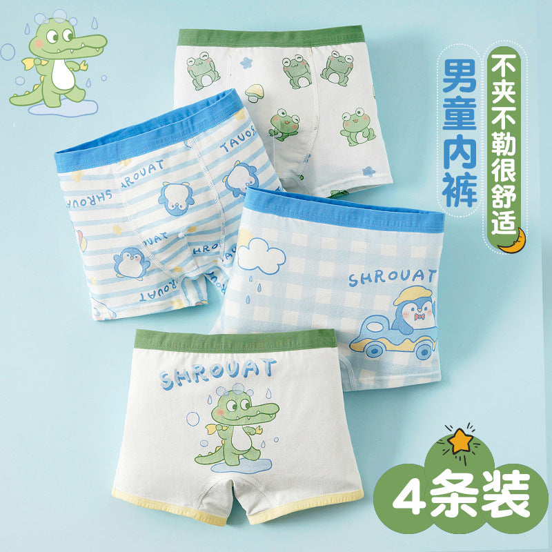 Boys' underwear Children's Class A cotton boxer shorts Breathable and bacteriostatic medium and older boys' boxers do not clip pp