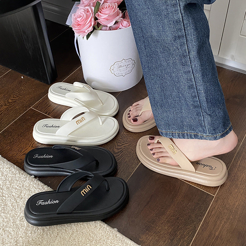 2026 new women's flip-flops - summer outdoor anti-slip thick-soled beach sandals - flat flip-flops for women