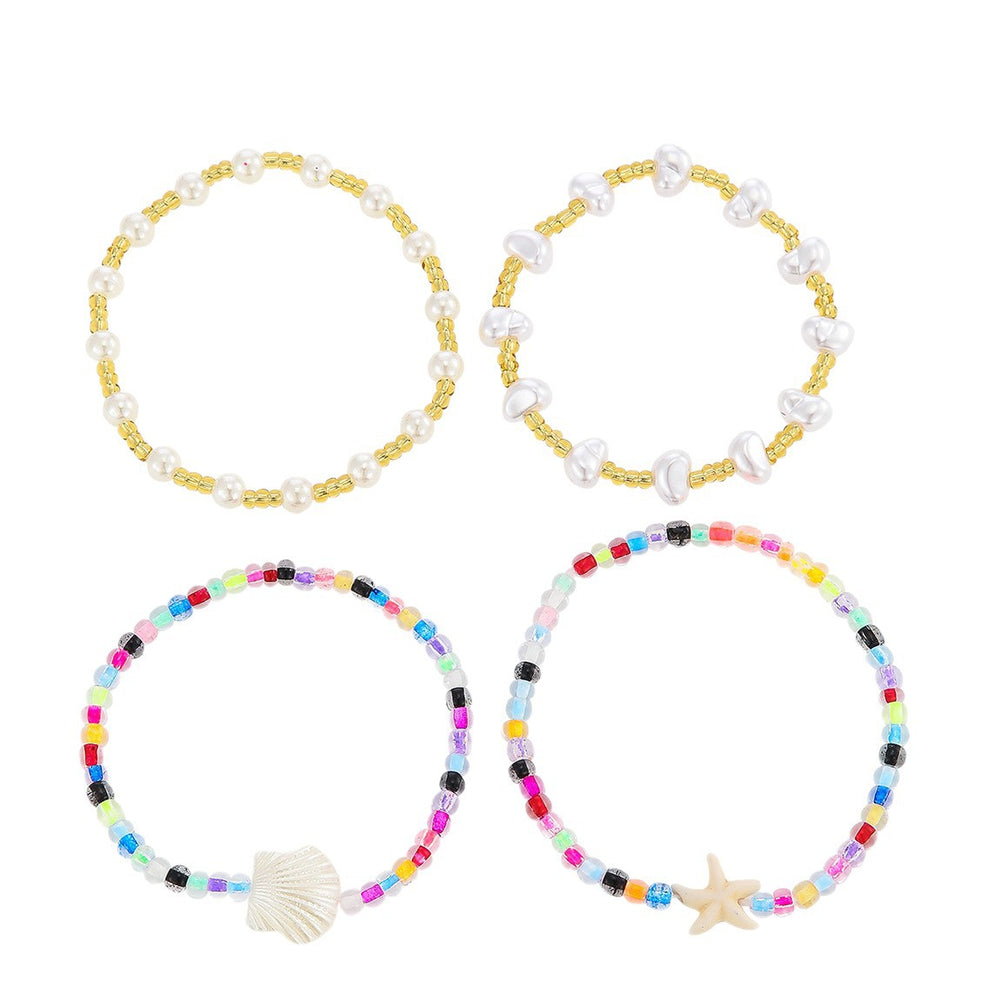 Bohemian bracelet set wholesale - european & american cross-border jewelry - starfish, seashell, beach-themed colorful seed bead & pearl bracelets