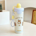 New arrival cartoon floating ball thermos cup student high-looking straw thermos cup female portable 316 stainless steel cup wholesale