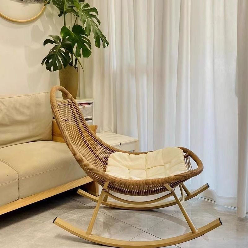 Balcony Rocking Chair Garden Rocking Lounge Chair Home Lazy Living Room Leisure Single Outdoor Rattan Chair Garden Rattan Adult