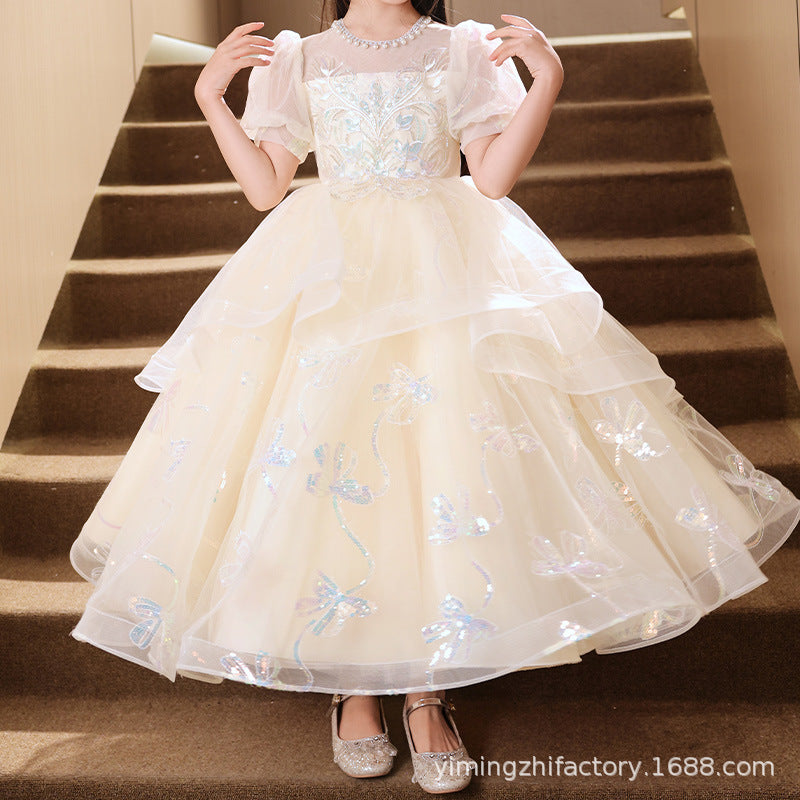 Amazon hot selling girls' dresses: new luxury floral girl dresses, high-end children's hostess princess dresses, tutu skirts - summer collection