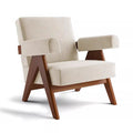 Solid wood ash fabric single sofa casual armchair balcony accessible luxury creative lounge chair tofu block sofa