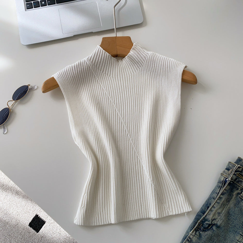 Commuting style knitting sleeveless easiest for matchtops vest women's summer pure color silmslimming lookeasiest for matchoutweartops