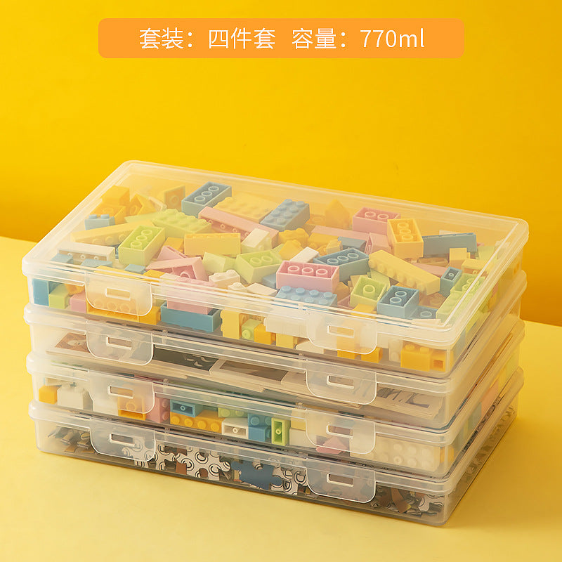 Transparent building block storage box Large capacity drawer Desktop Lego storage box with lid Plastic children's toy storage box