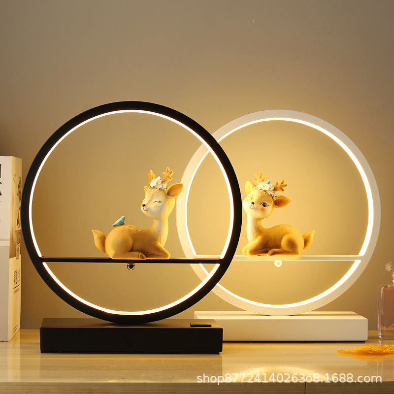 Creative nordic deer table lamp - bedroom bedside lamp - couple's warm & romantic ambiance - red wedding gift led lamp