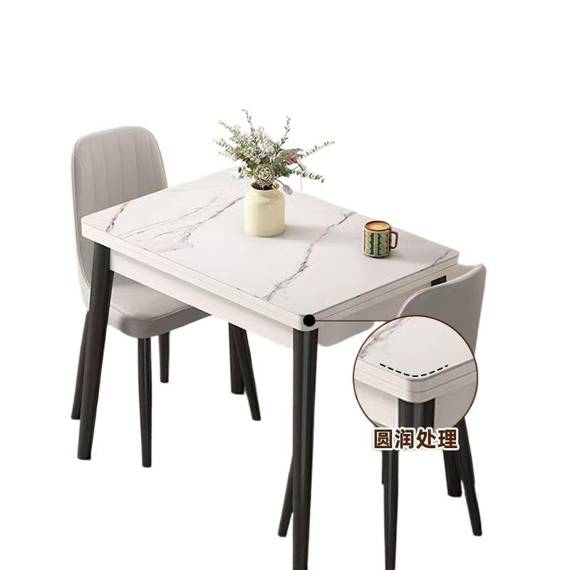 Foldable rock slab dining table - space-saving extendable solid wood dining set for small apartments - italian minimalist style