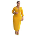 new arrivalplus size african women's clothing elegancefashiondress studded high waist figure-hugging hip skirt