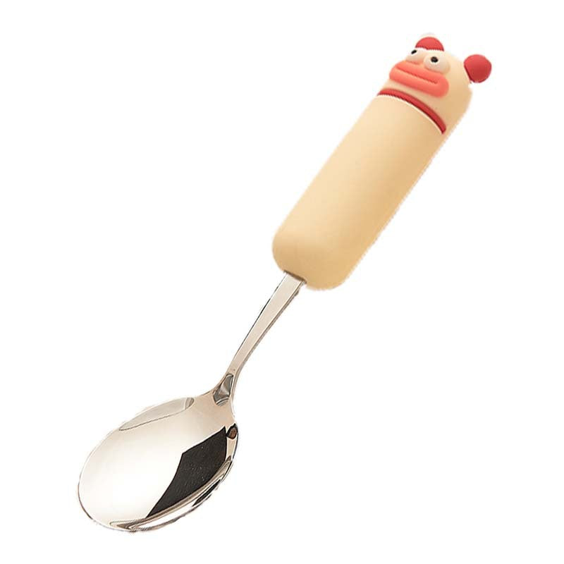 Cute cartoon fork and spoon set - high-value 304 stainless steel tableware for home use - kids' dessert forks with a fun, wide-mouth design