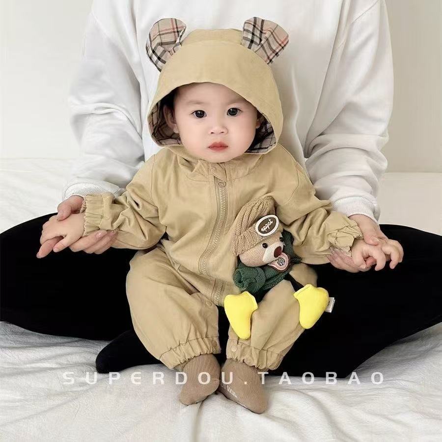Spring & fall outing cute clothes baby outwear baby outwear hairy rompers newborn onesies jacket