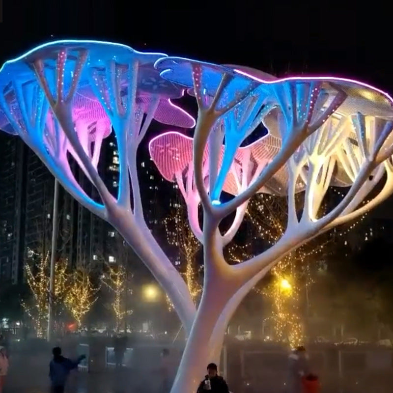 Wusen tree colorful luminous tree large interactive spray tree scenic outdoor beauty Chen lighting smoke tree clock in equipment