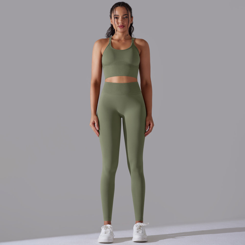 new arrivalhigh waist hip lift seamless yoga clothes sexy sling beautiful back sports bra suit running fitness clothes