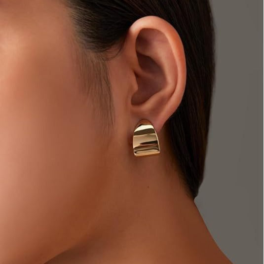 2024 new fashionable minimalist 14k gold women's earrings - versatile, high-end, light luxury, and exquisite