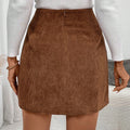 european and american cross-border elegance intellectual corduroy high waistslimming look front asymmetrical a-line skirt skirt