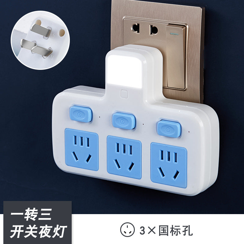 Office-style multifunctional wireless socket converter with usb, independent switches, multi-outlet power strip with night light