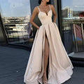 new cross-border spring  fashion dress slimming look color suspender tail banquet satin dress