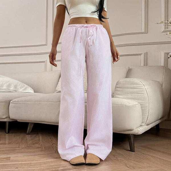 Cross-border  wish  women's clothing 2025 summer European and American versatile pink casual pants wide-leg casual trousers