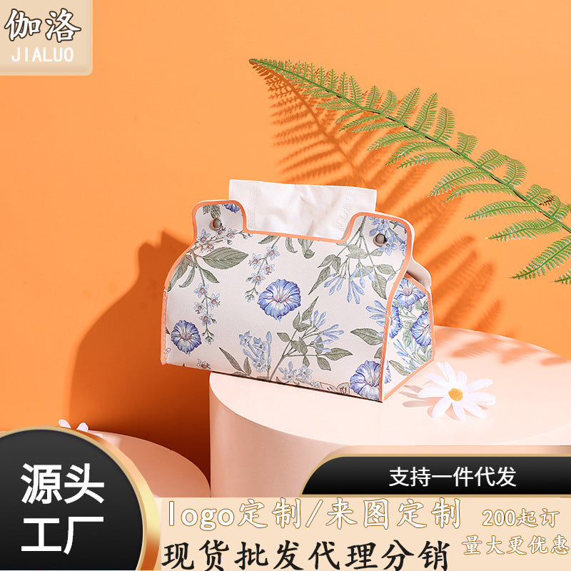 European-style small safflower tissue box pastoral pumping carton folding candy box restaurant dining table kitchen bathroom storage