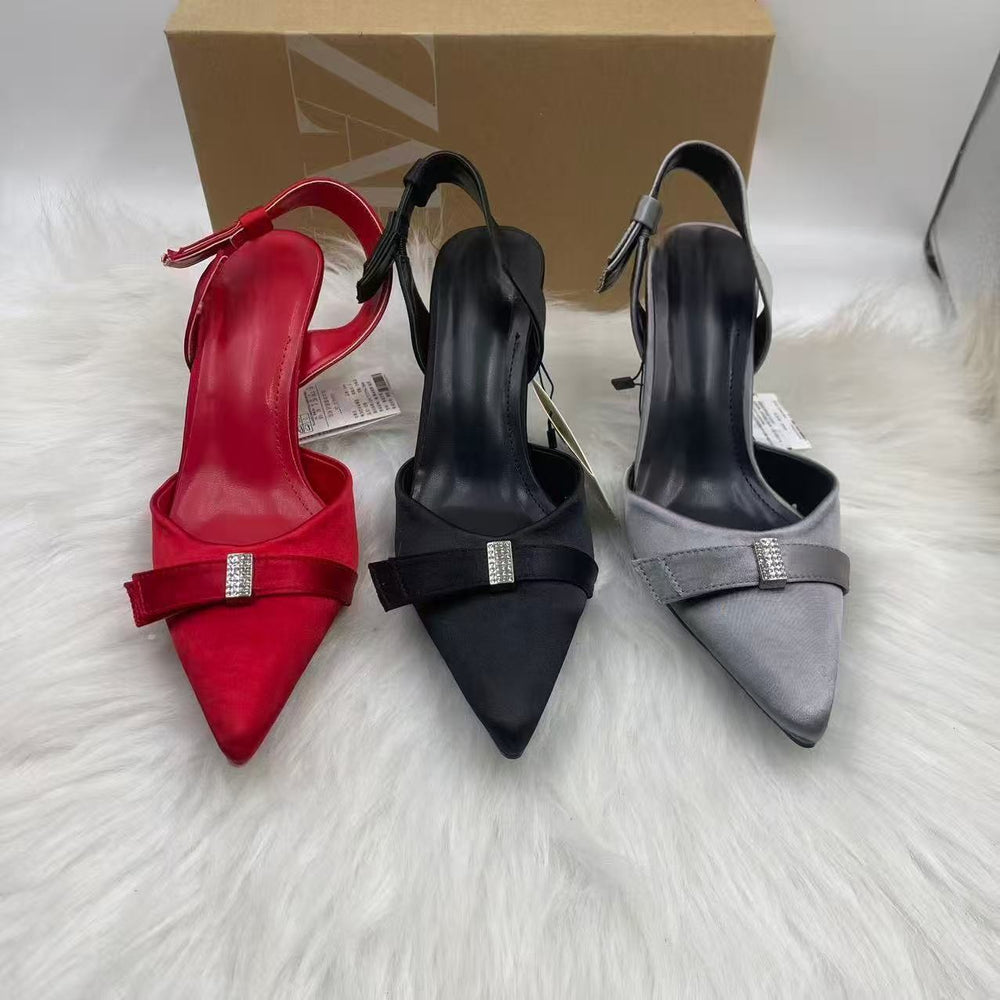 Za's 2025 new women's shoes: low-heeled, elegant, socialite-style pumps with closed toe, low-cut design, and ankle strap