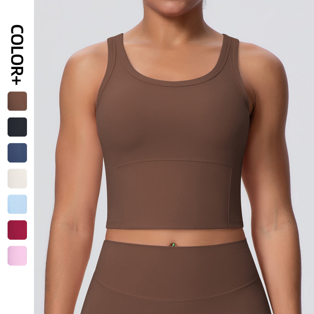 New arrival cross-border brushed yoga tops with chest pad fitness bra women's beautiful back sports intimatesbubble wrap vest outwear