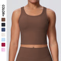 New arrival cross-border brushed yoga tops with chest pad fitness bra women's beautiful back sports intimatesbubble wrap vest outwear