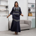 new arrivals: african cross-border fashion - rhinestone embellished elegant workwear maxi dress, luxury rhinestone two-piece set
