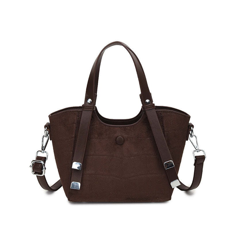 Elegant fashion western-style women's bag, lychee pattern, popularcasual women's bag, shoulder crossbody, textured korean style vegetable basket bag