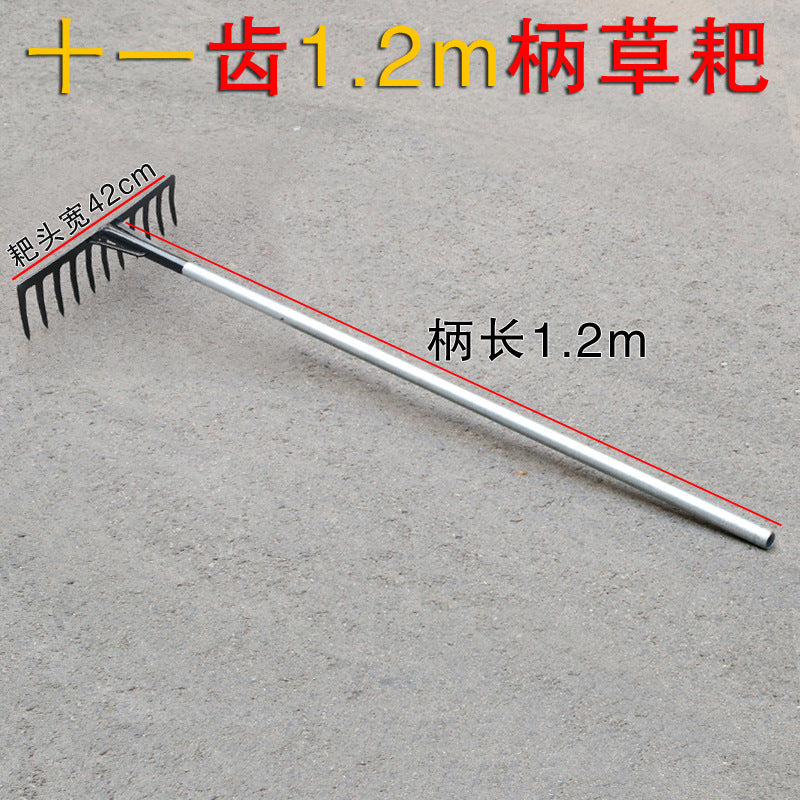 Agricultural iron rake, ground rake, thickened nail rake, soil rake, grass rake manufacturer, multi-functional 469-tooth weeding tool