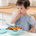 Wholesale stainless steel kids' meal set: baby suction plate, insulated water-filled bowl, divided plate, and weaning food utensil set