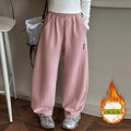 Girls' active pants - new autumn/winter  collection - stylish korean-inspired casual pants for mid-to-large children - kids' curved hem fleece-lined sweatpants