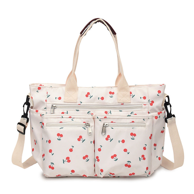 New Corduroy Printed Cherry Women's Tote Bag Shoulder Crossbody Bag Casual Large Capacity Handbag Mommy Bag