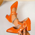 cross-border e-commerce plus size women's spring new collection single shoes - bowknot chunky heel fashion shoes wholesale