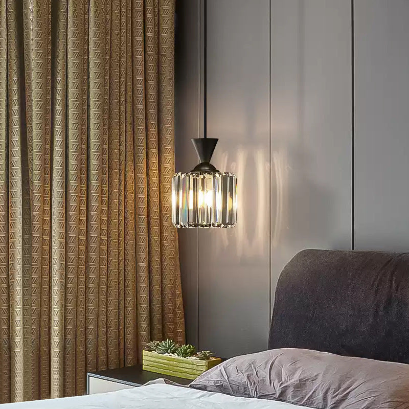 Modern light luxury master bedroom bedside small chandelier simple bar entrance lighting room single head chandelier crystal lamp