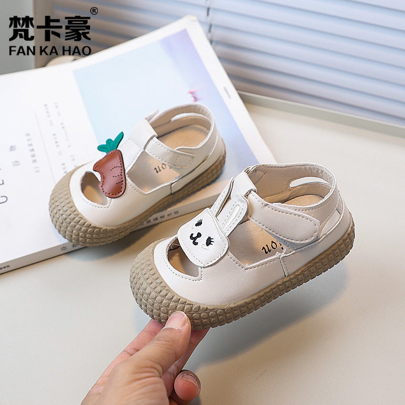 Vancahao kids' soft-soled first walker shoes,  summer new korean style, cartoon closed-toe sandals for boys and girls