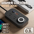 Smart wireless charging socket with multi-function usb super charging 60w power strip, type-c, for office and dorm use