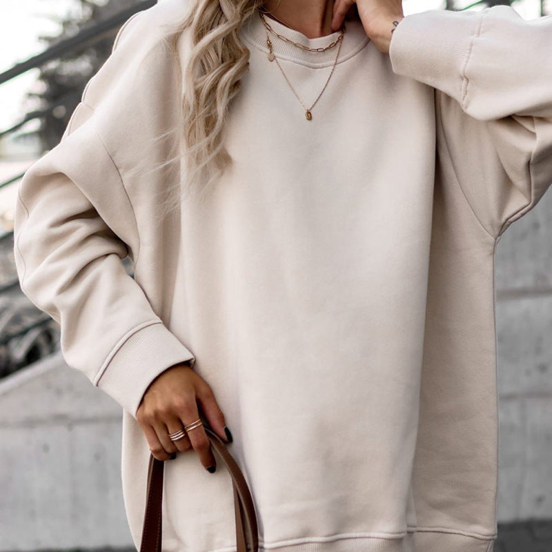 cross-border e-commerce european and american women's clothing: new summer collection - fashionable round neck, relaxed fit, slim-fit long sleeve sweatshirt set
