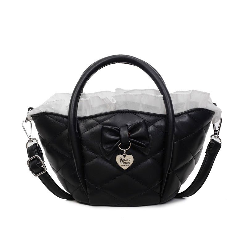 Cross-border diamond bow vegetable basket bag women's summer 2025 new niche messenger bag Korean version portable bucket bag