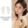 Super flash full zirconium leaf tassel earrings for women niche styleclassyelegant earrings elegancecasual earrings earrings wholesale