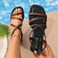Fashionexportplus sizefashion roman cross strap flat sandals women's cross-border elastic strap beach sandals wholesale